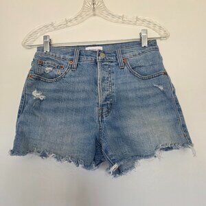 Pistola Distressed Button Fly Denim Shorts 3" Inseam Womens Light Blue Size 26